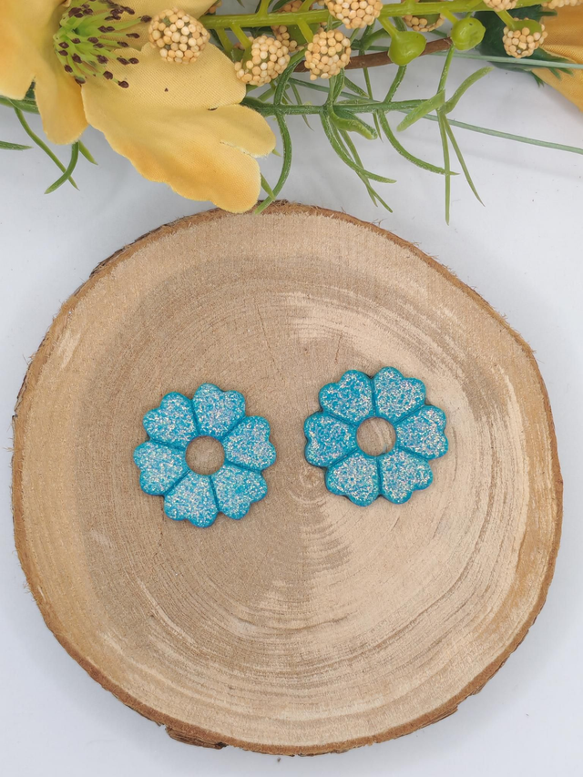 Fleurs Leady Paillettes Bleu 