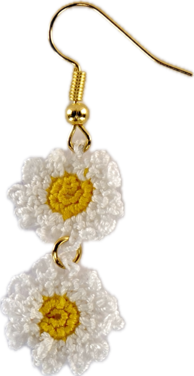 Boucles d&#039;oreilles argentées - Double pâquerettes