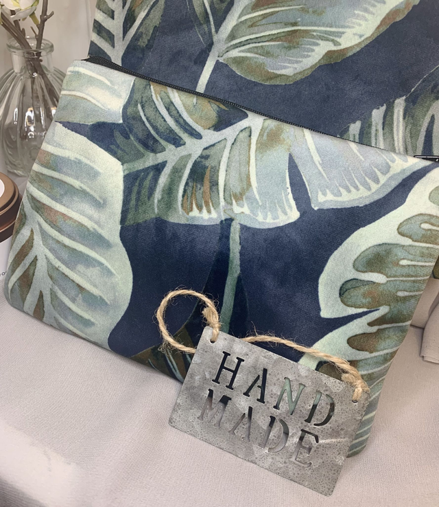 Handmade "Botanical blue" clutch bag
