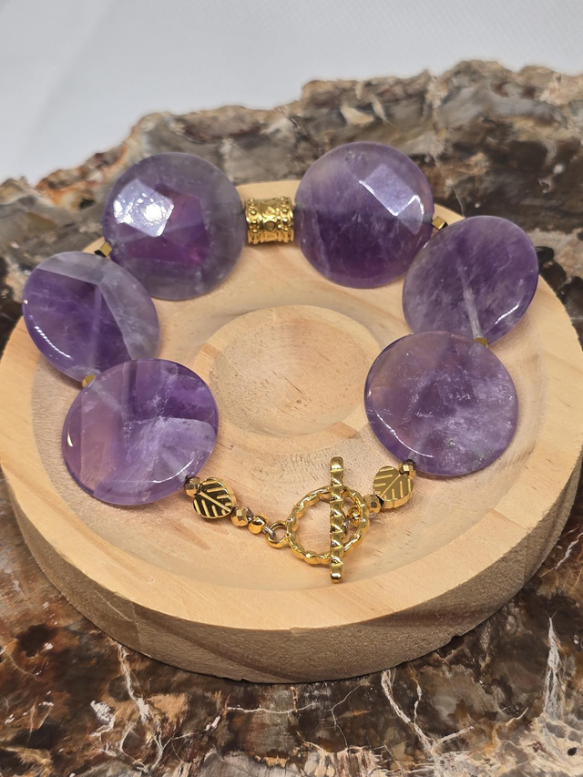 Bracelet Améthyste ronde 2,5 cm