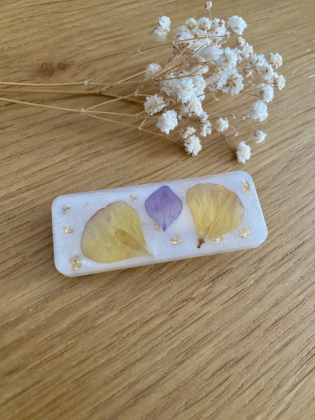 Barrette Charlette - renoncule et hortensia