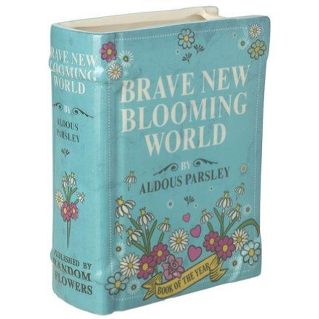 Brave New Blooming World Book Vase – Floral Decorative Vase 20cm