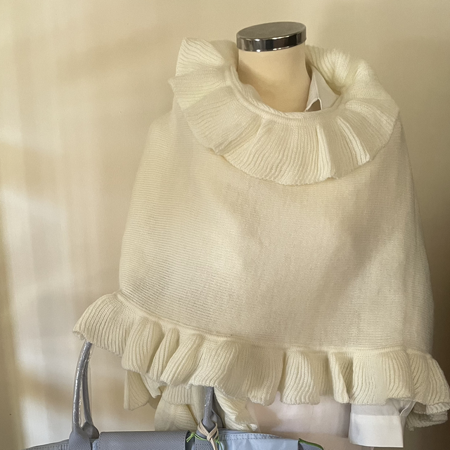 Poncho alpaca mix ecru -verkocht