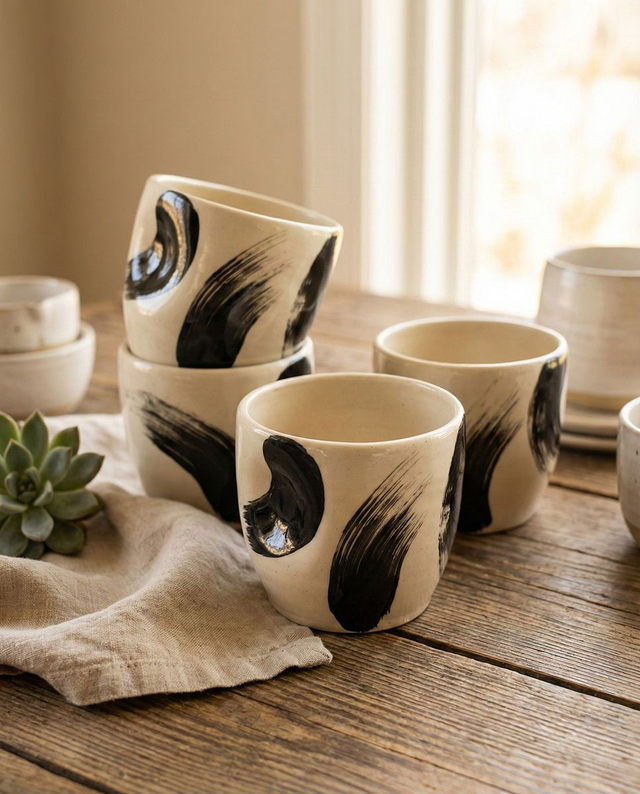 Black Brushstrokes Dimpled Tumbler