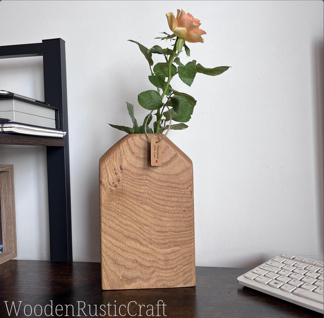 Handmade Solid English Oak Bud Vase