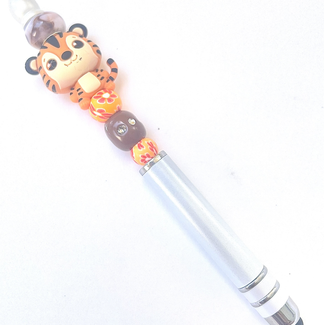 S33 - Stylo à perles et perle tigre