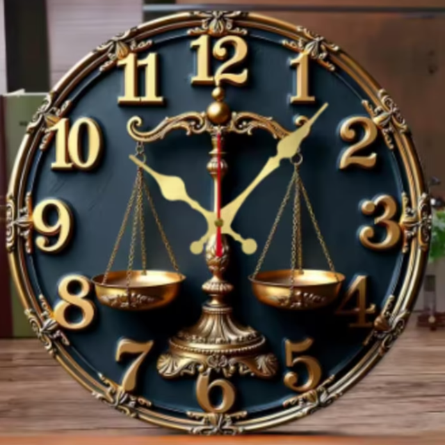 Ronde wandklok van hout Vintage Weegschaal (25cm)