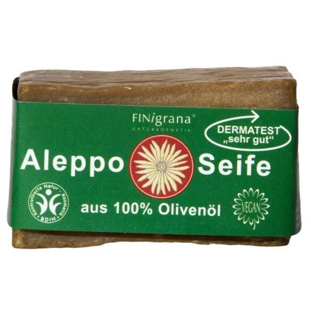 Finigrana Aleppo 100% Olivenölseife handgeschnittener Naturblock, 200g = 1 Stück