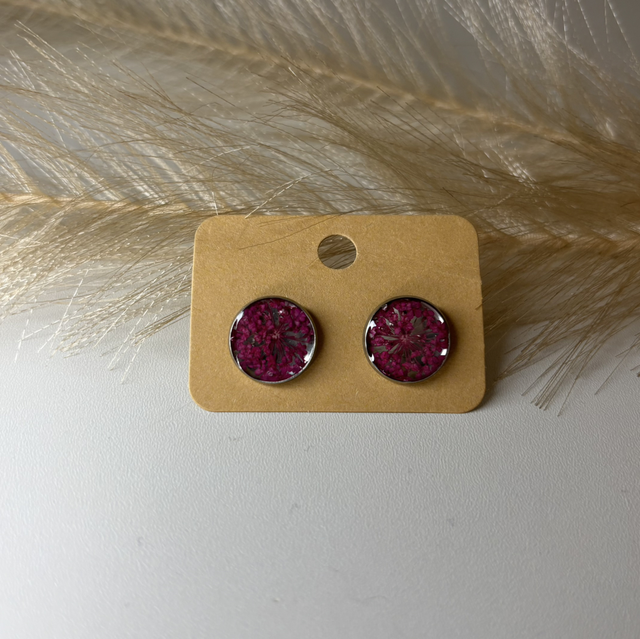 Clous d’oreille fleur rose