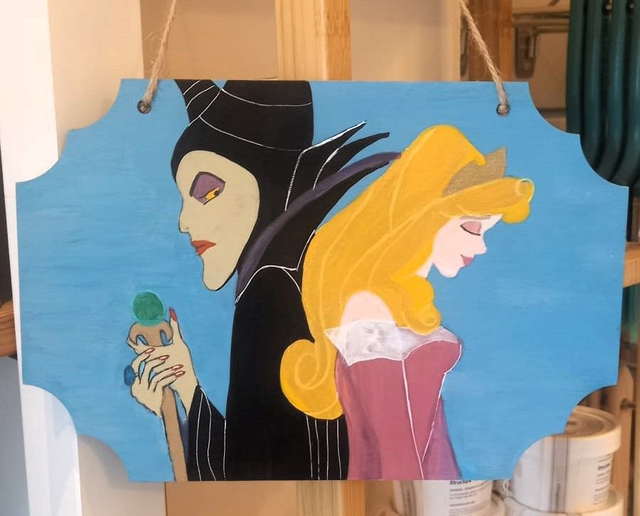 Targa in Legno 'Aurora &amp; Malefica'