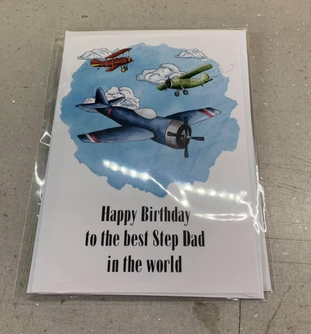 Happy Birthday to the best step dad in the world aeroplanes card
