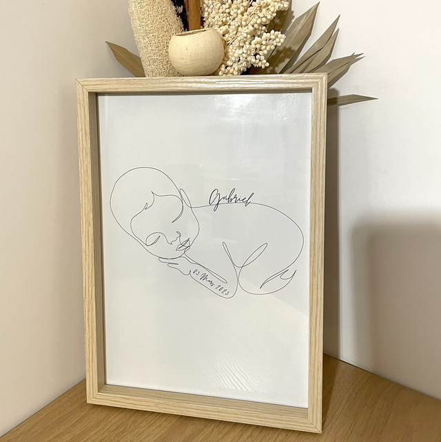 Affiche avec cadre “Naissance Bébé” personnalisée 