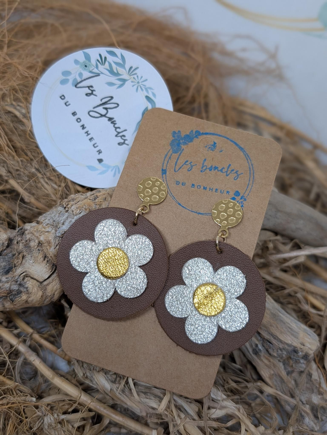 Moon fleur marron doré mf001*