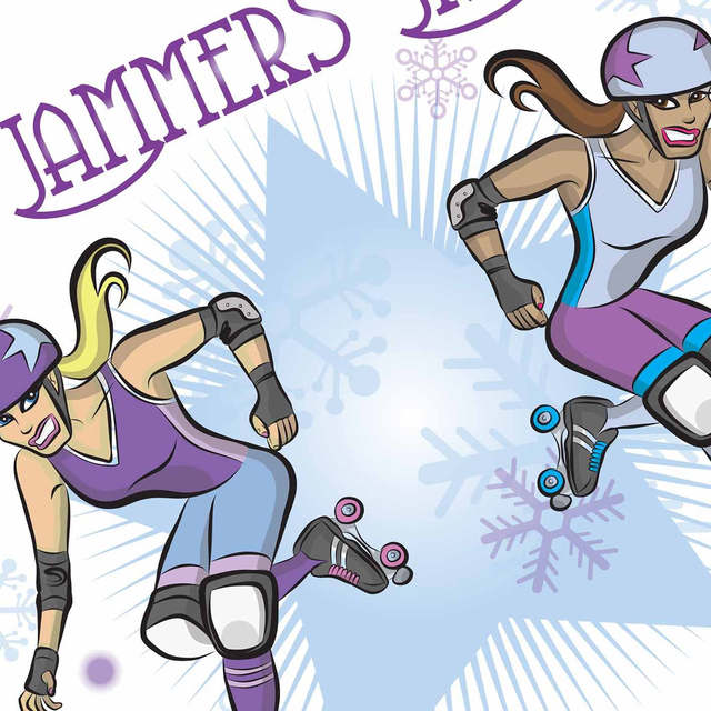 Two Jammers Jamming Roller Derby Christmas Card