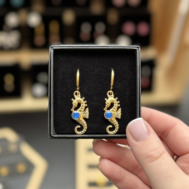 Seahorse Hoop Earrings