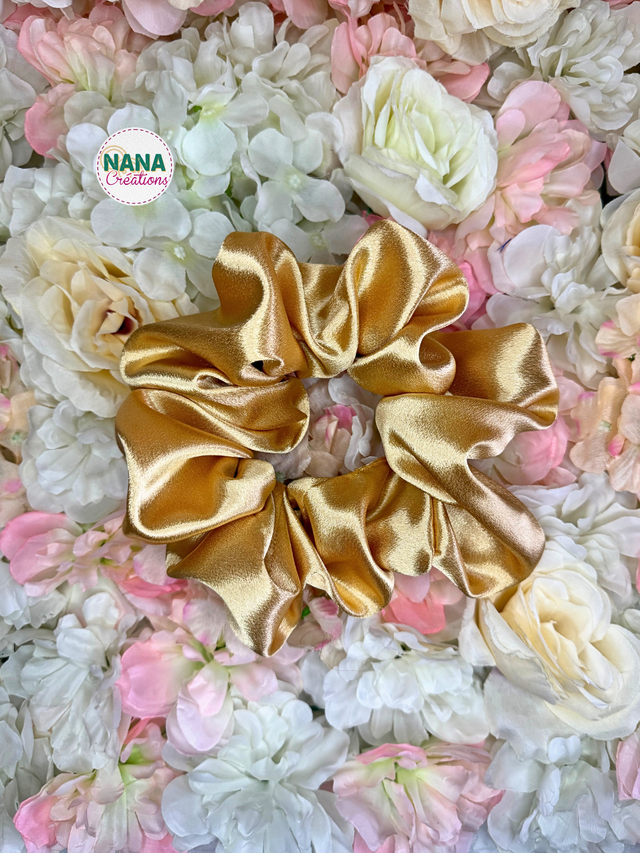 Chouchou Satin XL - Big Scrunchie - Lumière - Doré – Fait main