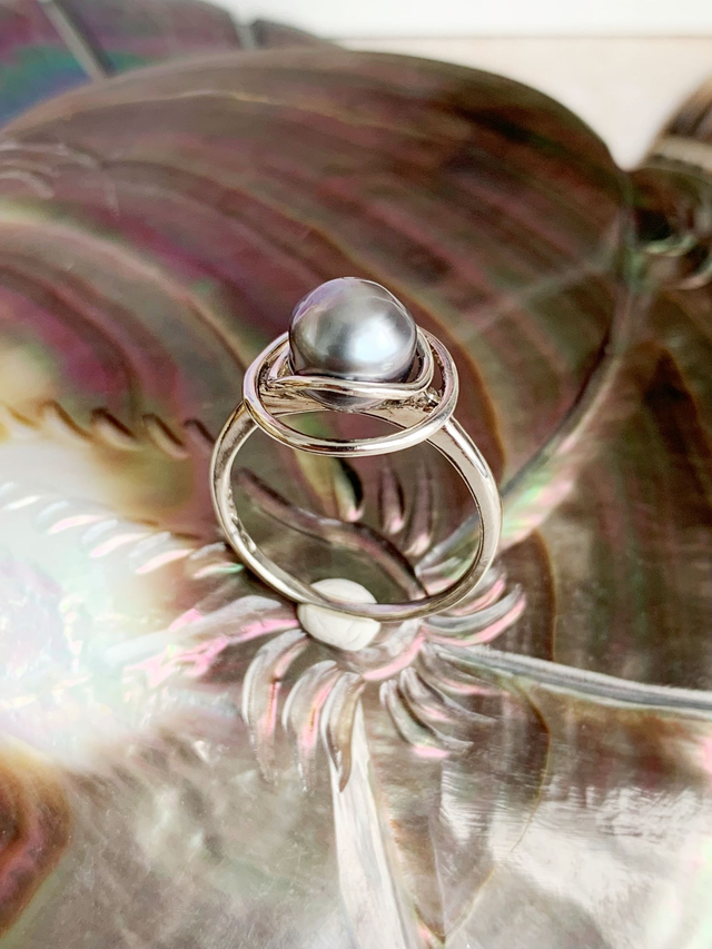 Poe - Bague en argent 925 et véritable Perle de culture de Tahiti