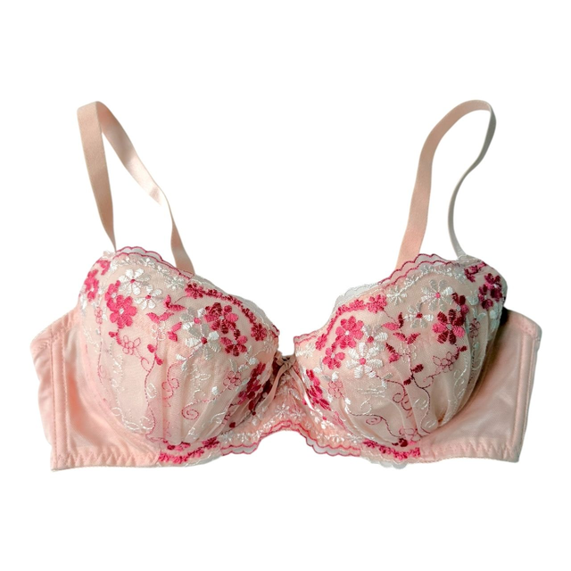 Peachy pink Floral Embroidered Japanese Bra UK 34C    