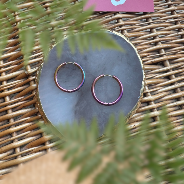 Créoles chromées arc-en-ciel - Rondes 25 mm