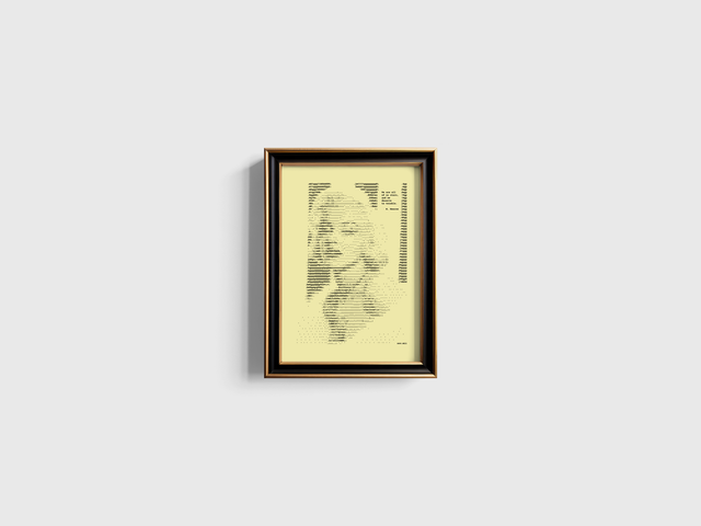 A4 Schreibmaschinen-Porträt Marilyn Monroe mit Zitat in Schwarz auf Elfenbein