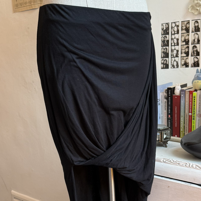 All Saints Ruched black jersey skirt 