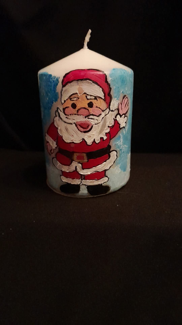 Custom Christmas Santa Character Custom Decorated &amp; Designed On A Small Pillar Candle PRE-ORDER