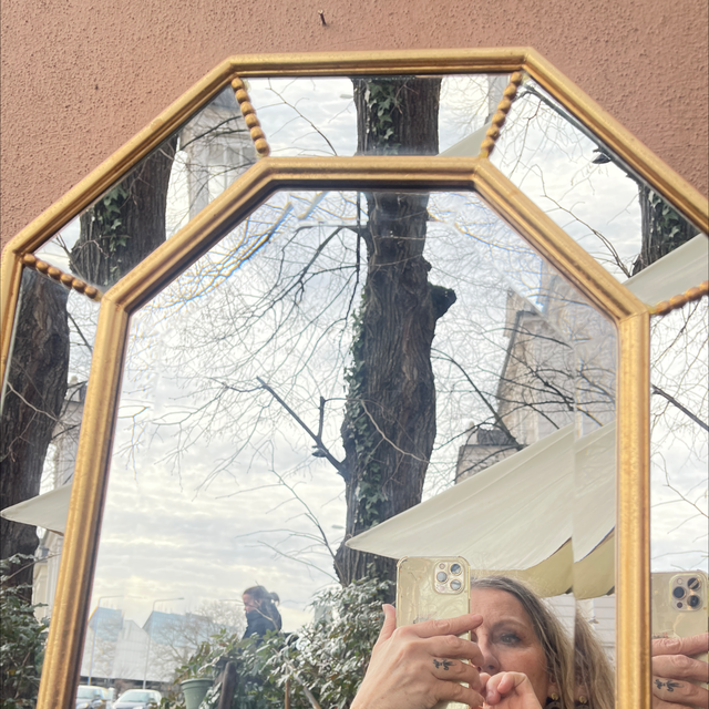  Spiegel Hollywood-Regency mit Messingornamenten