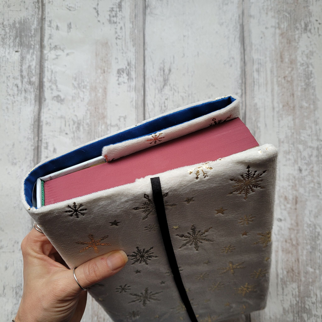 Protège livre slim amovible L - Flocons argentés
