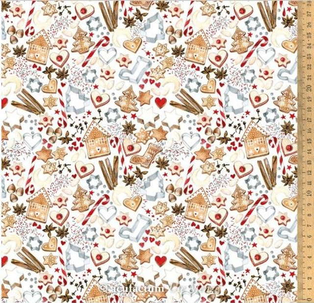 35 cm BW-Stoff "Kleine Weihnachtsbäckerei"