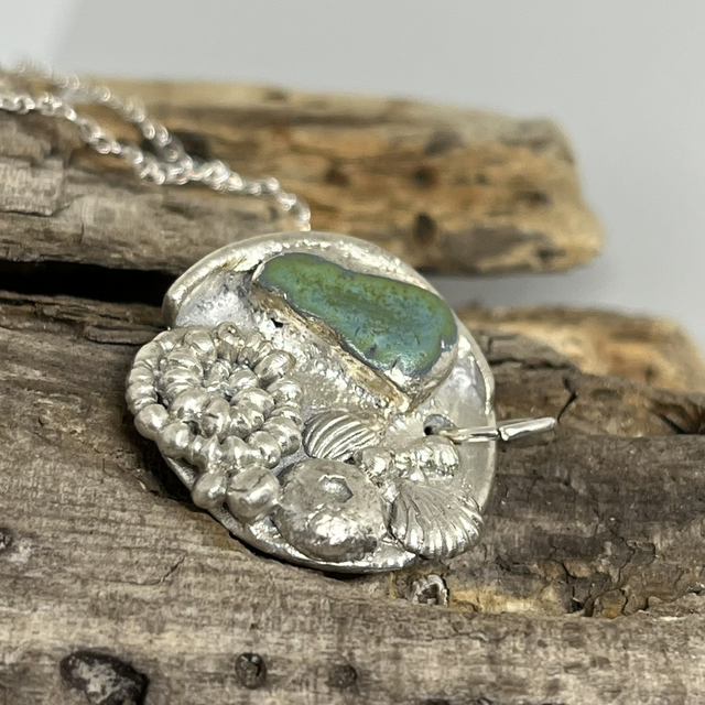 Rockpool pendant with sea glass