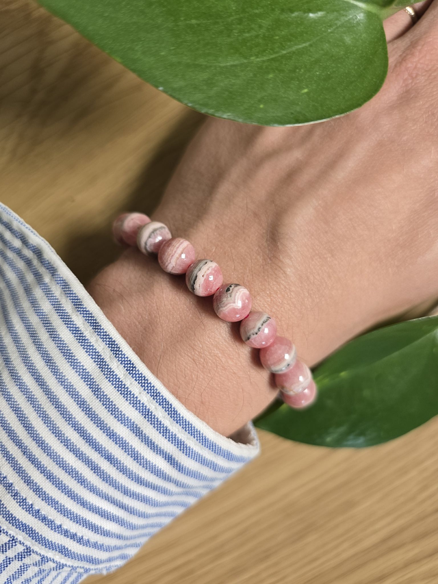 Bracelet Rhodochrosite, perles de 9,5 mm (Qualité AA)