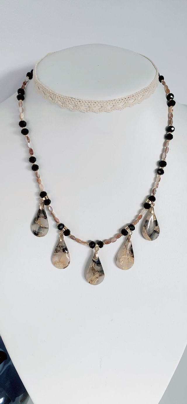 Collier "Goutte d'ombre marbré"