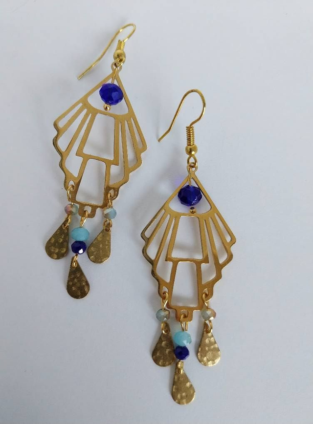 ✨Boucles d’oreilles &quot;art déco bleu&quot;✨