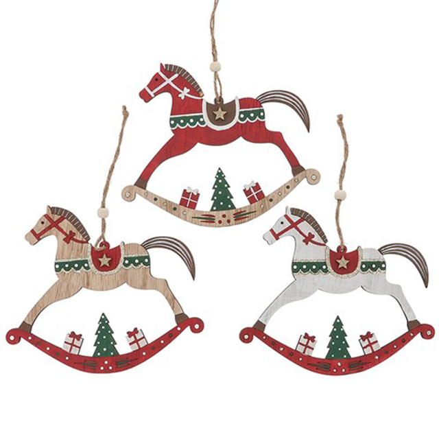 Christmas Decorations Wooden Rocking Horse Hanger