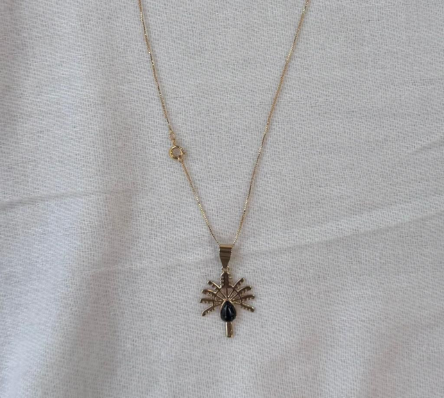 Collier fin ravinala noir