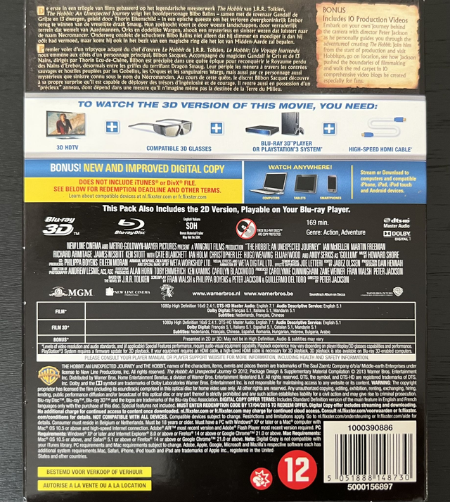 Blu-Ray 3D : The Hobbit Trilogy: An Unexpected Journey * The Desolation Of Smaug * The Battle Of The Five Armies *