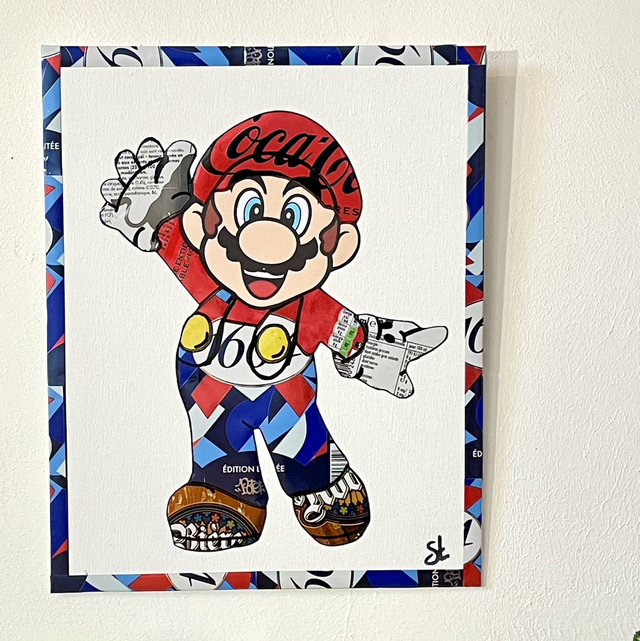 Tableau Mario  réalisé avec des canettes recyclées 