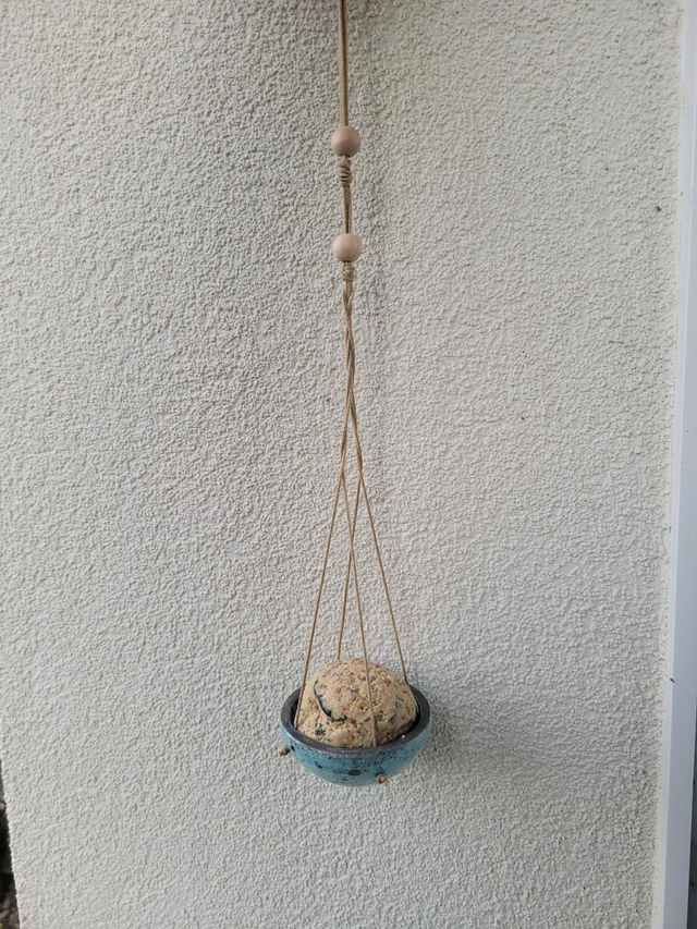 Porte-boule de graisse céramique – Bleu Turquoise & Pois Dorés - Fait main
