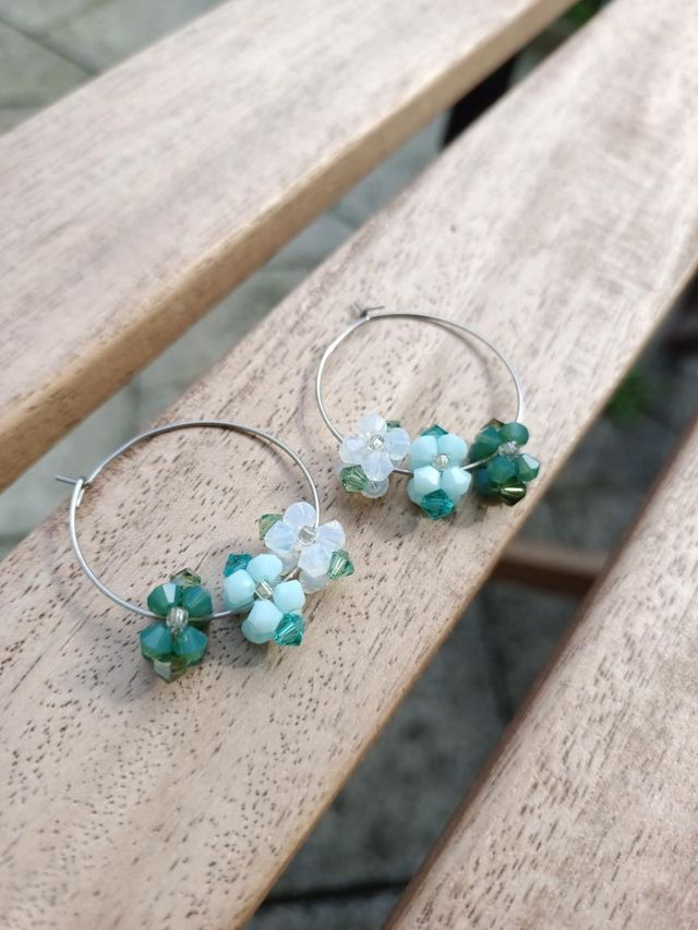 Fleurs De Cristal - Argent - Vert opaque