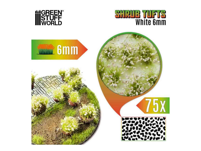 Touffes de Buissons 6mm Auto-Adhésif - Blanc GSW 13010