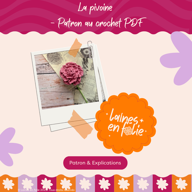 Patron au crochet – La pivoine (PDF)