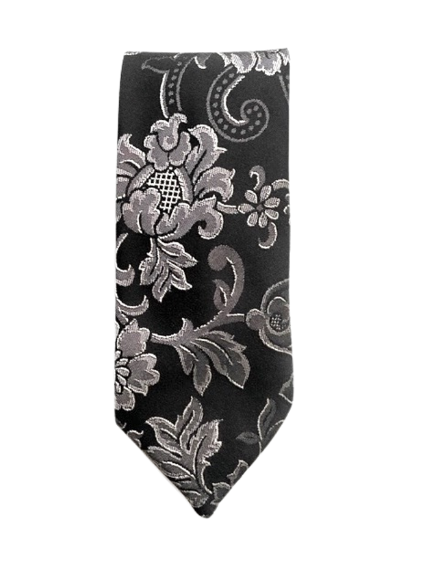 Cravate homme noir et blanc motif Jacquard 100% polyester 145 cm