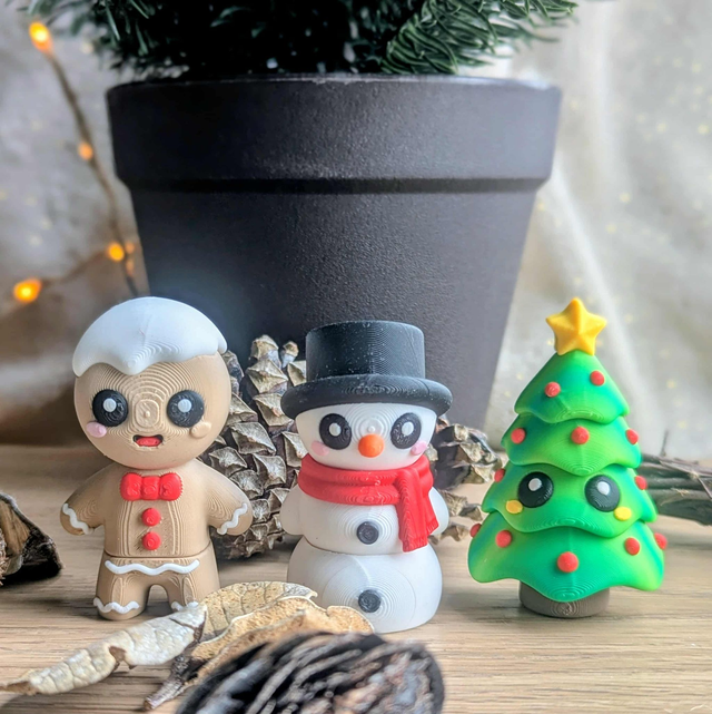 🎁 Lot de 3 Figurines Kawaïï de Noël – Version Grinch Approved 😈💚