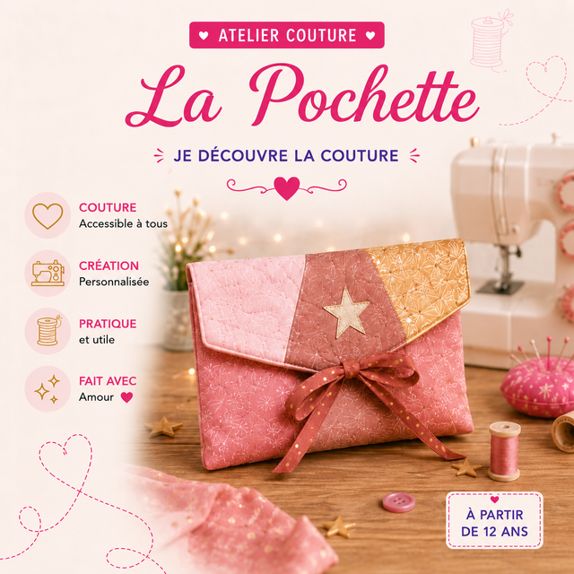 Atelier couture n° 1 - La Pochette - 2h - "Je découvre la couture"