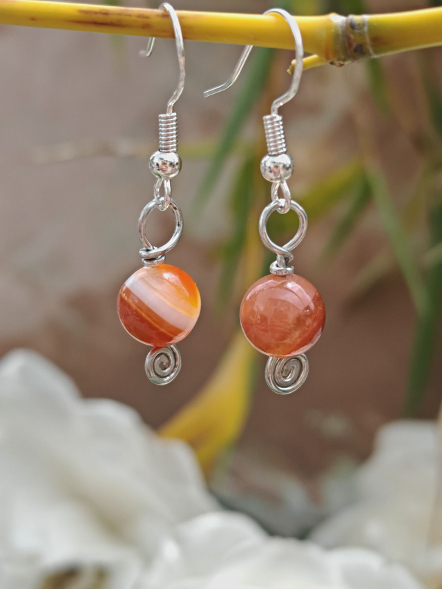 Spirales, boucles d'oreilles en agate