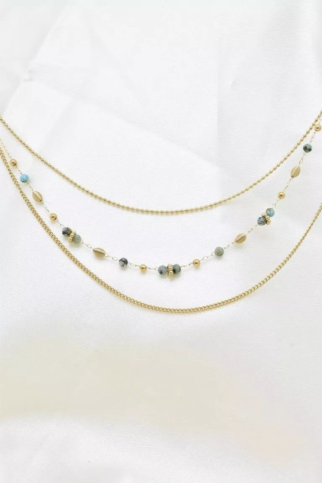  Collier trois rangs en acier inoxydable 