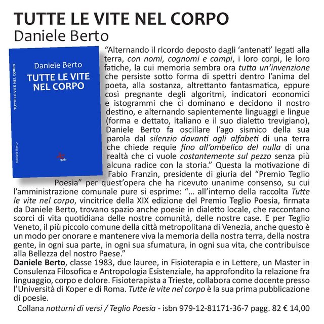 Daniele Berto, "Tutte le vite nel corpo", qudulibri 2025 