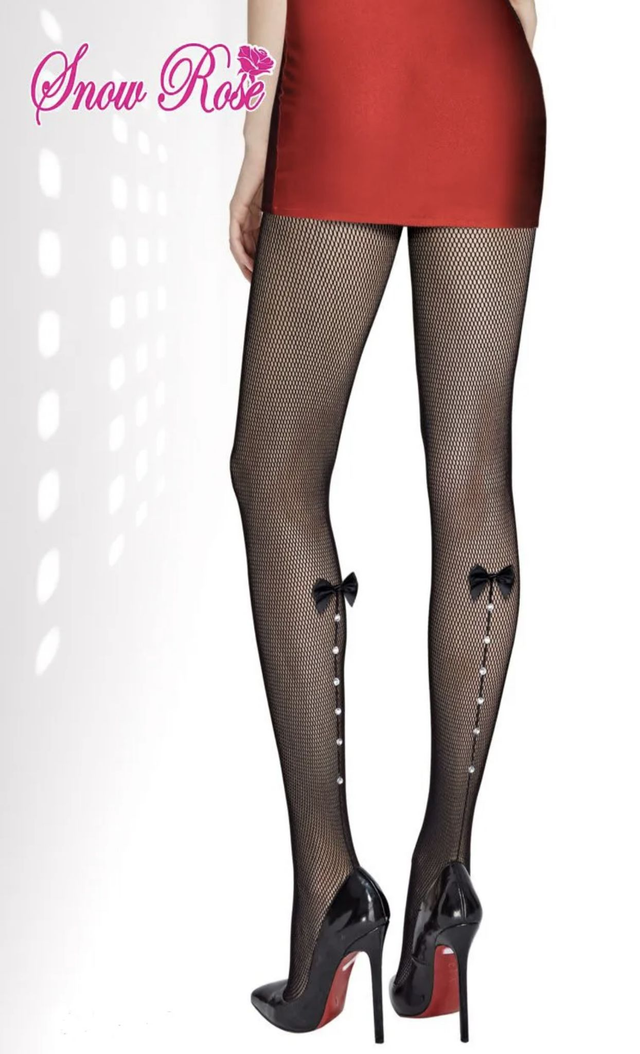 Collant résille strass et noeud Taille unique 42 au 56