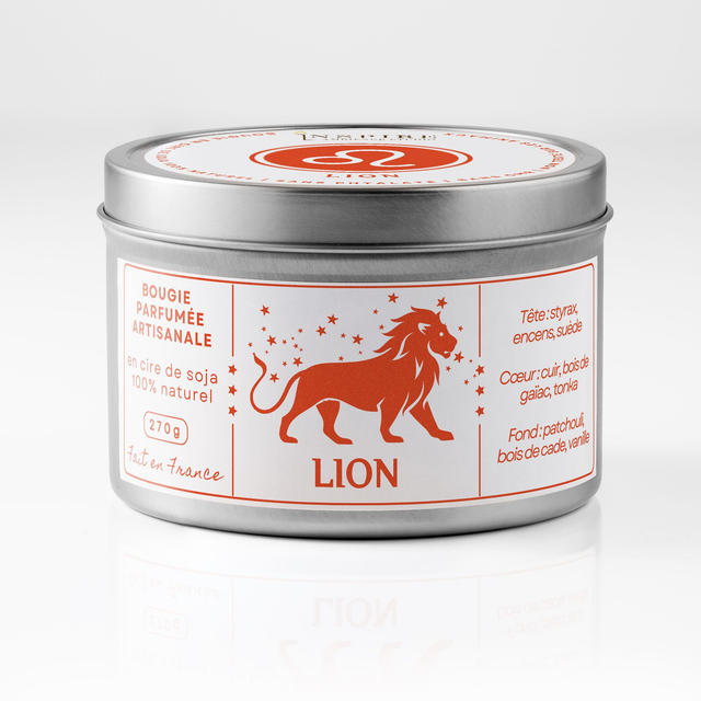 Bougie parfumée aromathérapie en cire de soja 100% naturelle - Lion, 300g