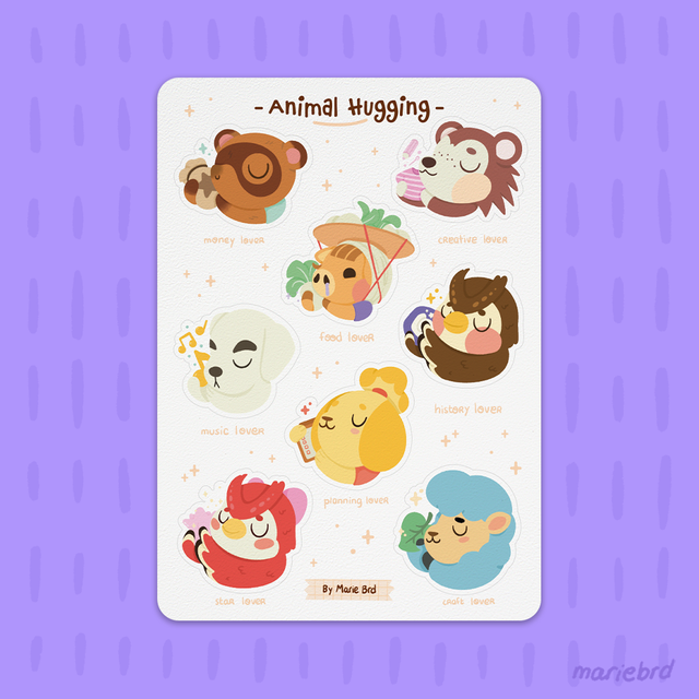 Animal Hugging | Stickers Planche A5